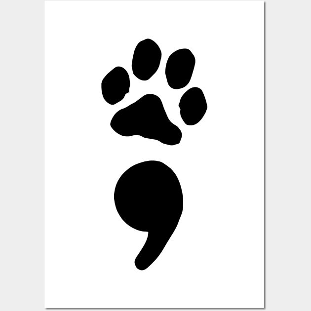 semicolon paw print (black) Wall Art by mystudiocreate